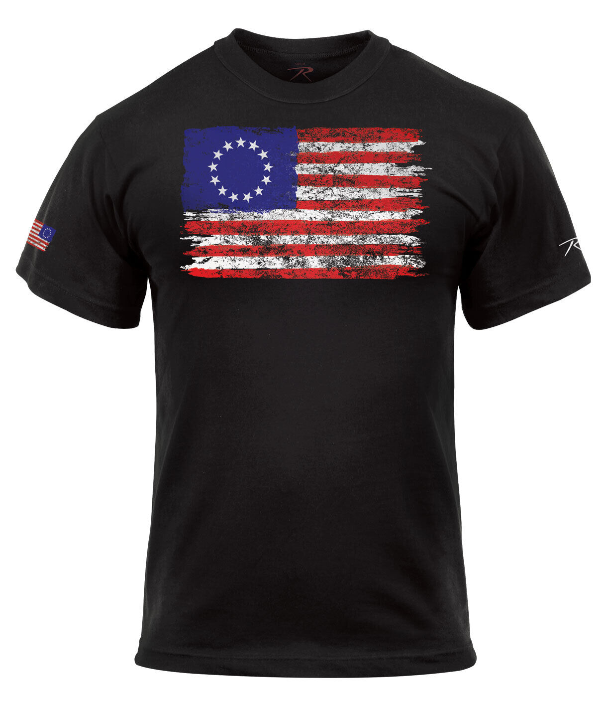 Rothco Colonial Betsy Ross Flag T-Shirt - Men's Black Short Sleeve Tee