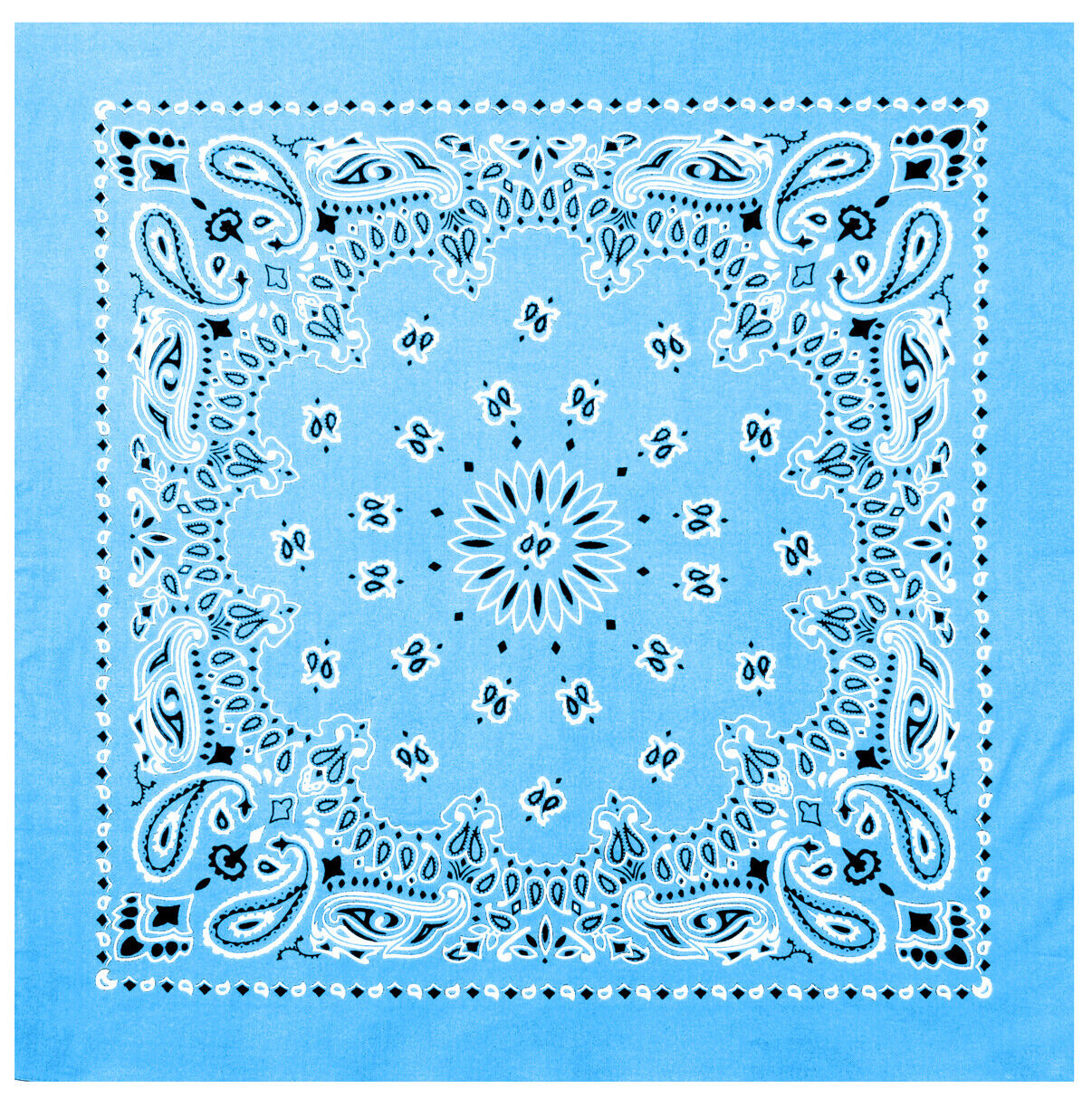 Light Blue Trainmen Paisley Bandana 6-Pack Extra Large Head & Face Wrap 27"x27"