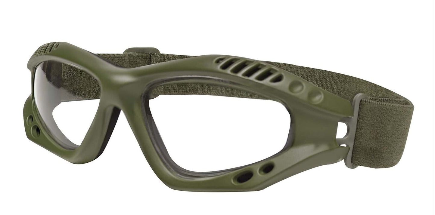 ANSI Rated Olive Drab Tactical Goggles w Clear Anti-Scratch Polycarbonate Lens