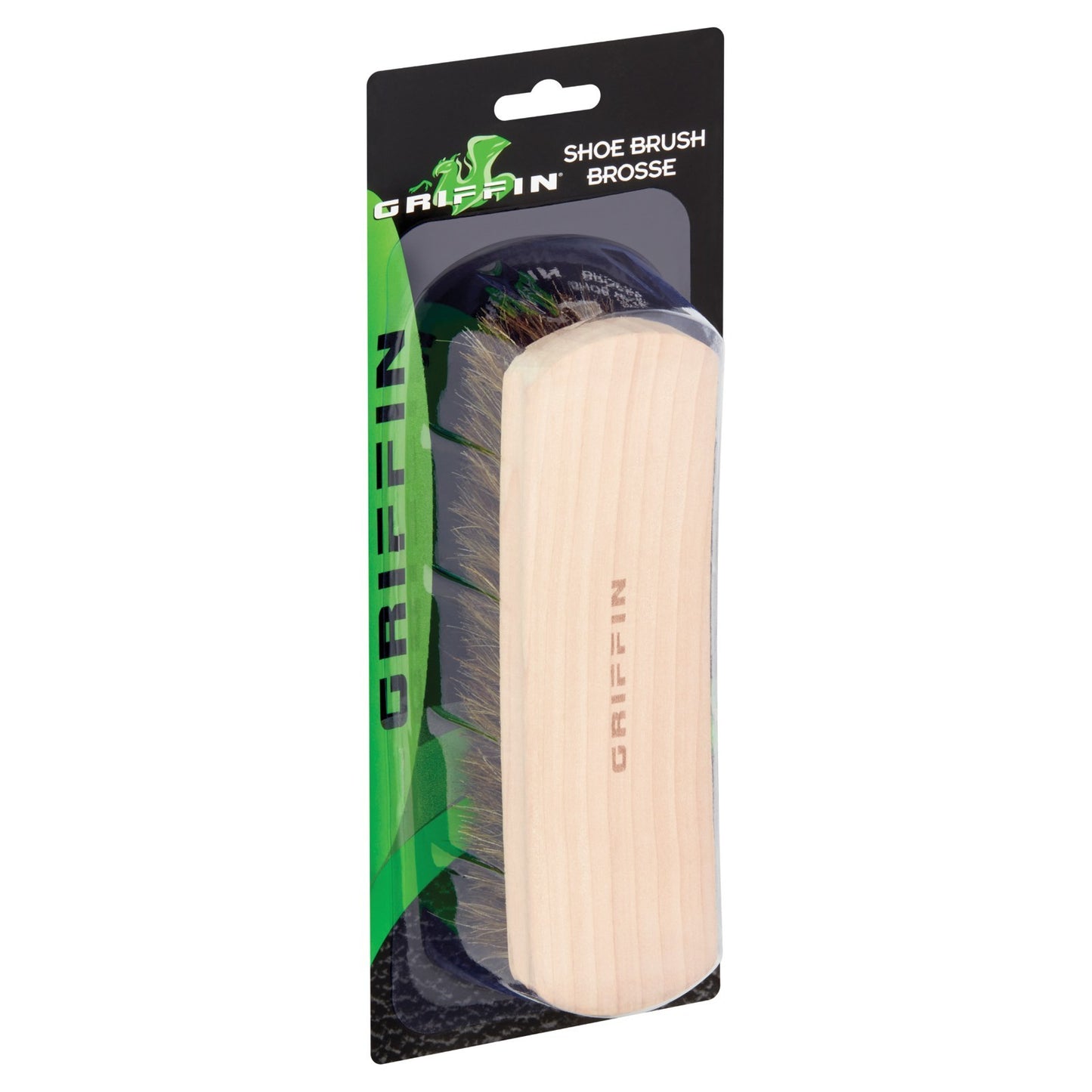 Griffin Shoe Brush - Solid Wood Handle With 100% Genuine Horsehair Bristles