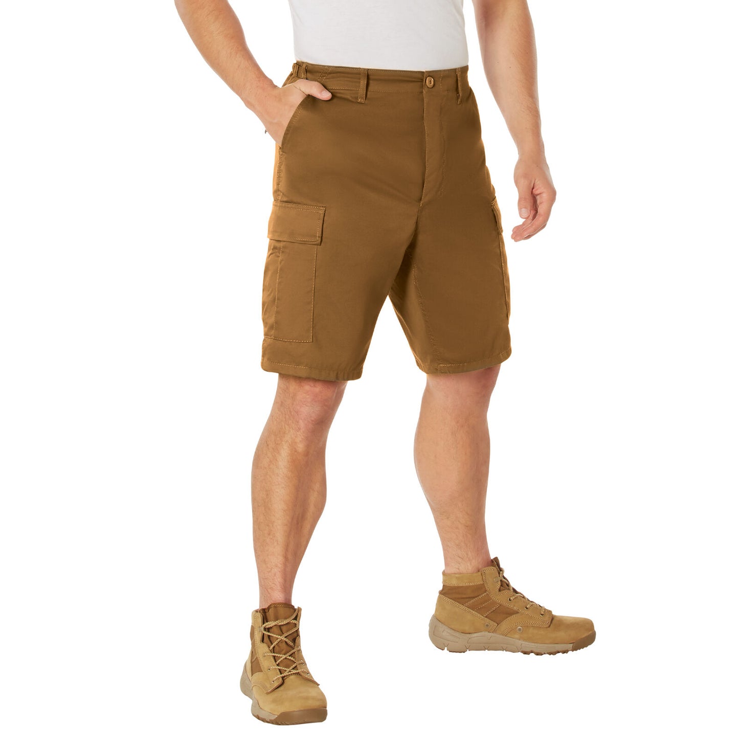 Men's Work Brown Tactical BDU Shorts - Lightweight Poly/Cotton Cargo Shorts