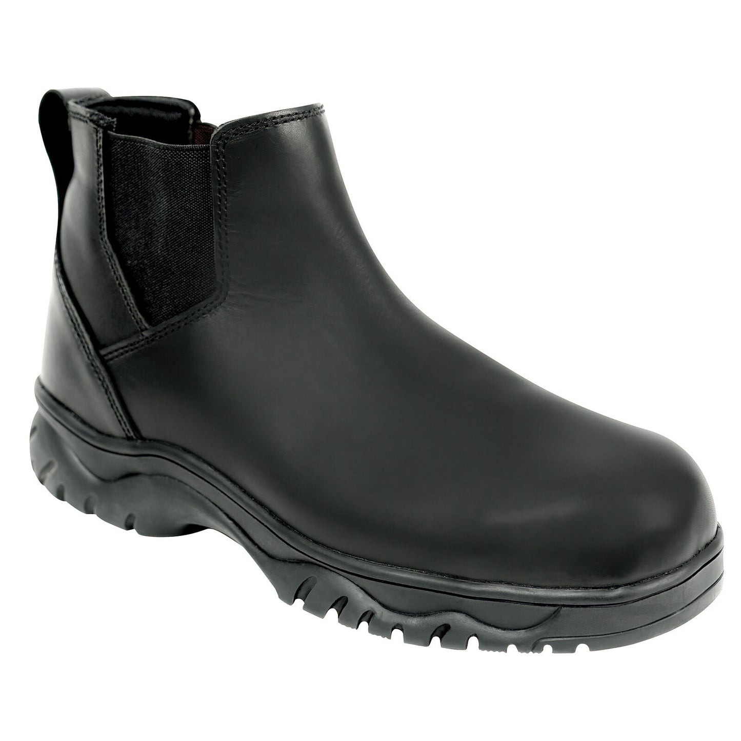 Men's Black Chelsea Work Boots - Slip-On Boot With Oil & Slip Resistant Sole