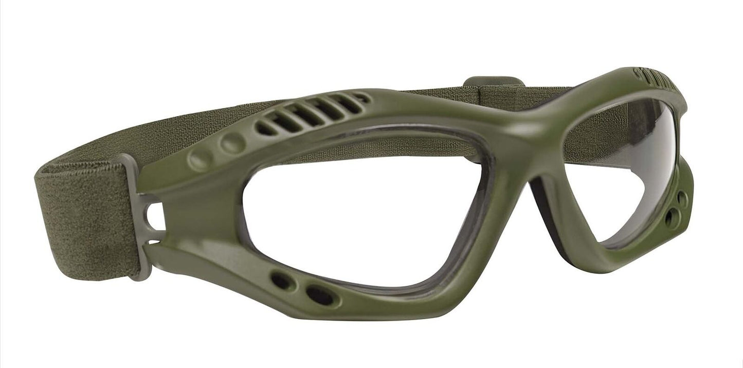 ANSI Rated Olive Drab Tactical Goggles w Clear Anti-Scratch Polycarbonate Lens