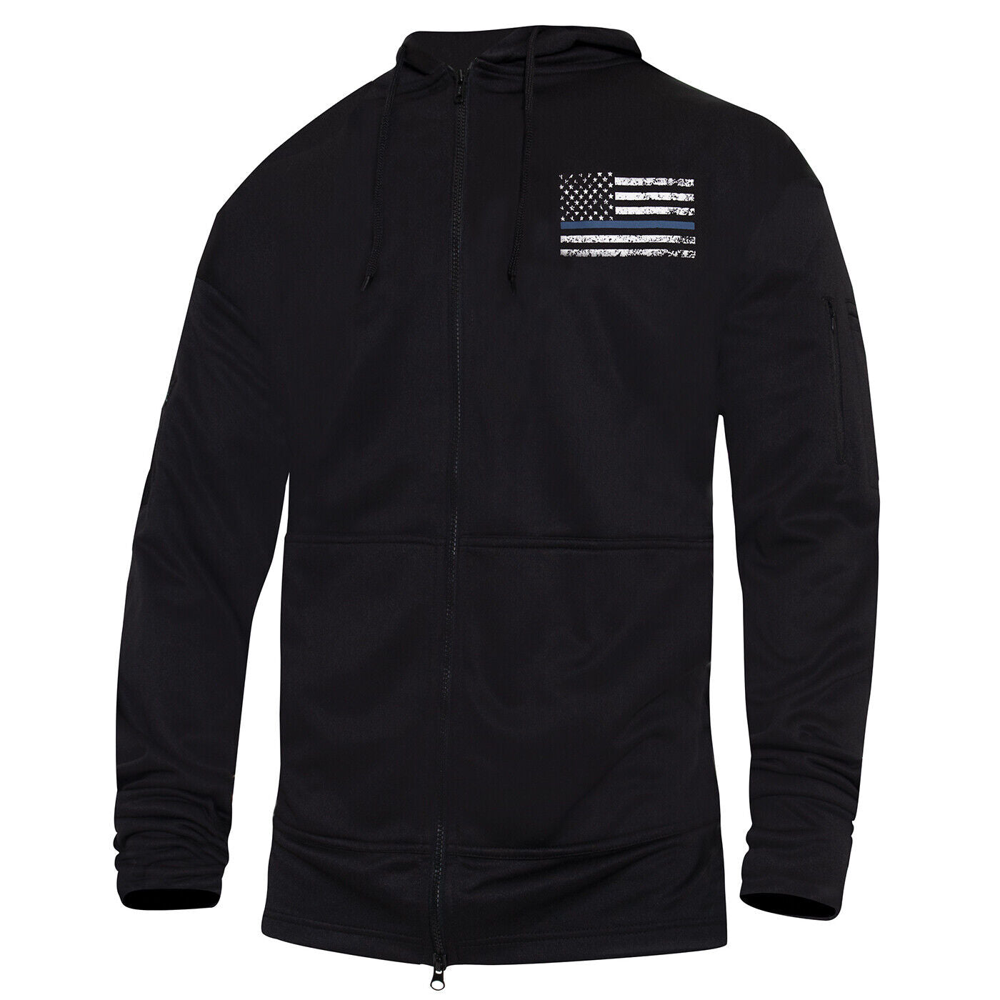 Black Thin Blue Line Concealed Carry Zippered Hoodie Law Enforcement Sweatshirt