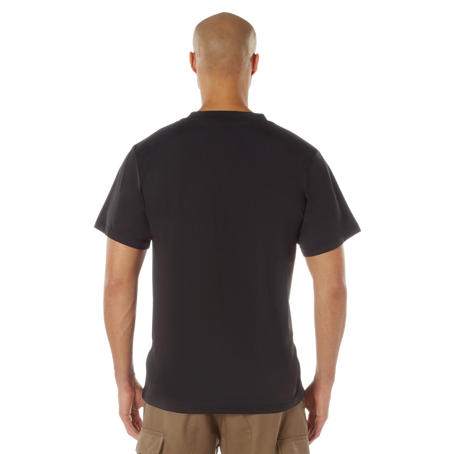 Men's Black Physical Training T-Shirt- Moisture Wicking Spandex Nylon Fabric
