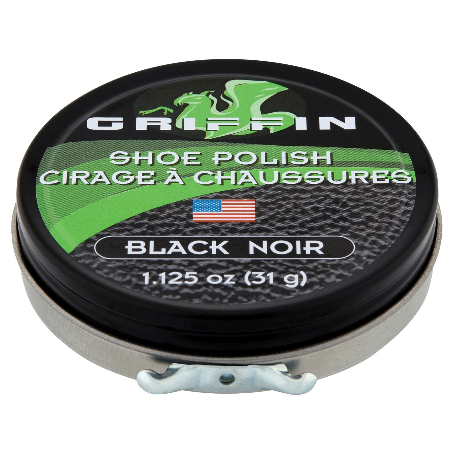 Griffin Black Shoe Polish 1.125 oz. 31g Water Resistant Shine Carnauba Wax Blend