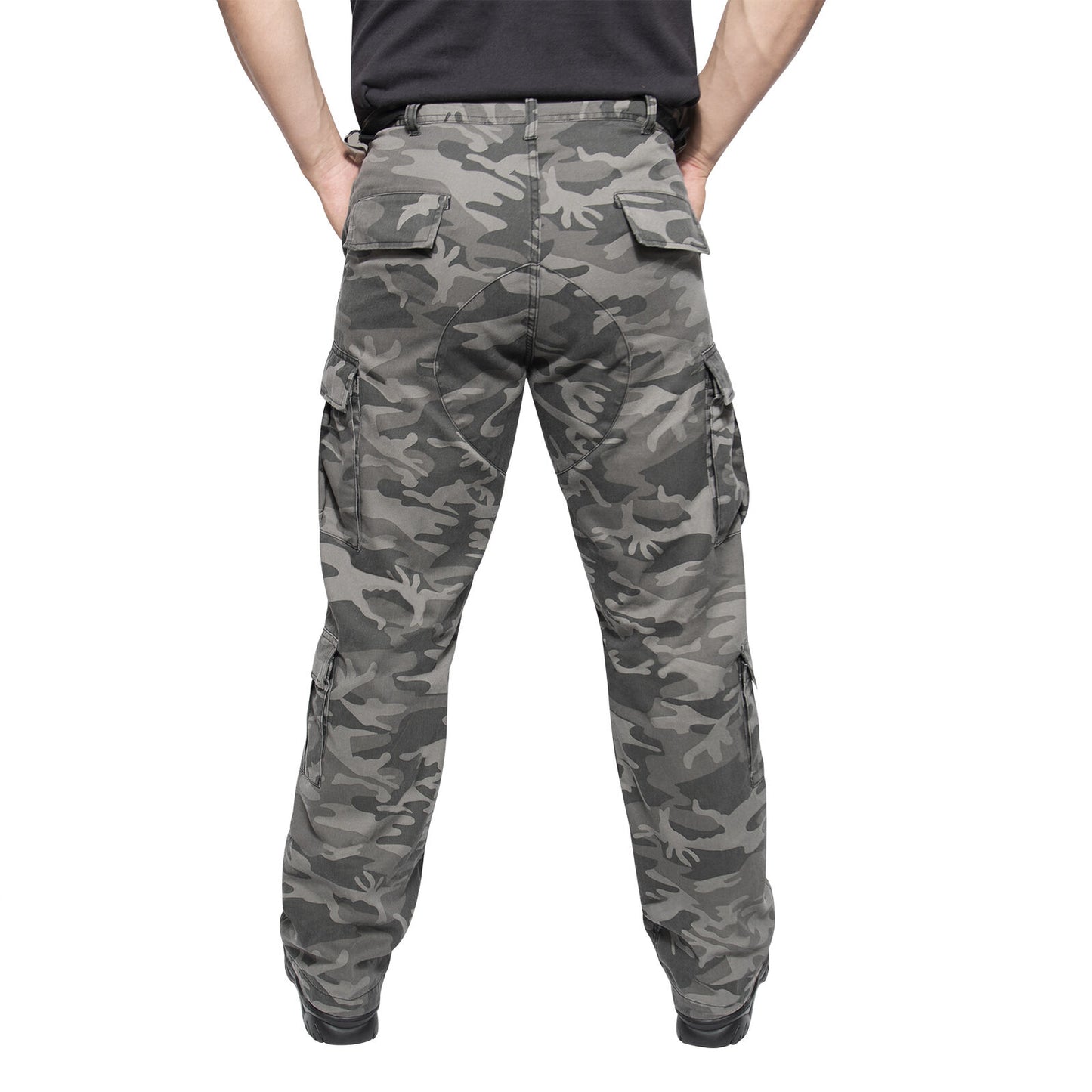 Men's Black Camo Paratrooper Fatigues - Rothco Vintage Style Camo Pants