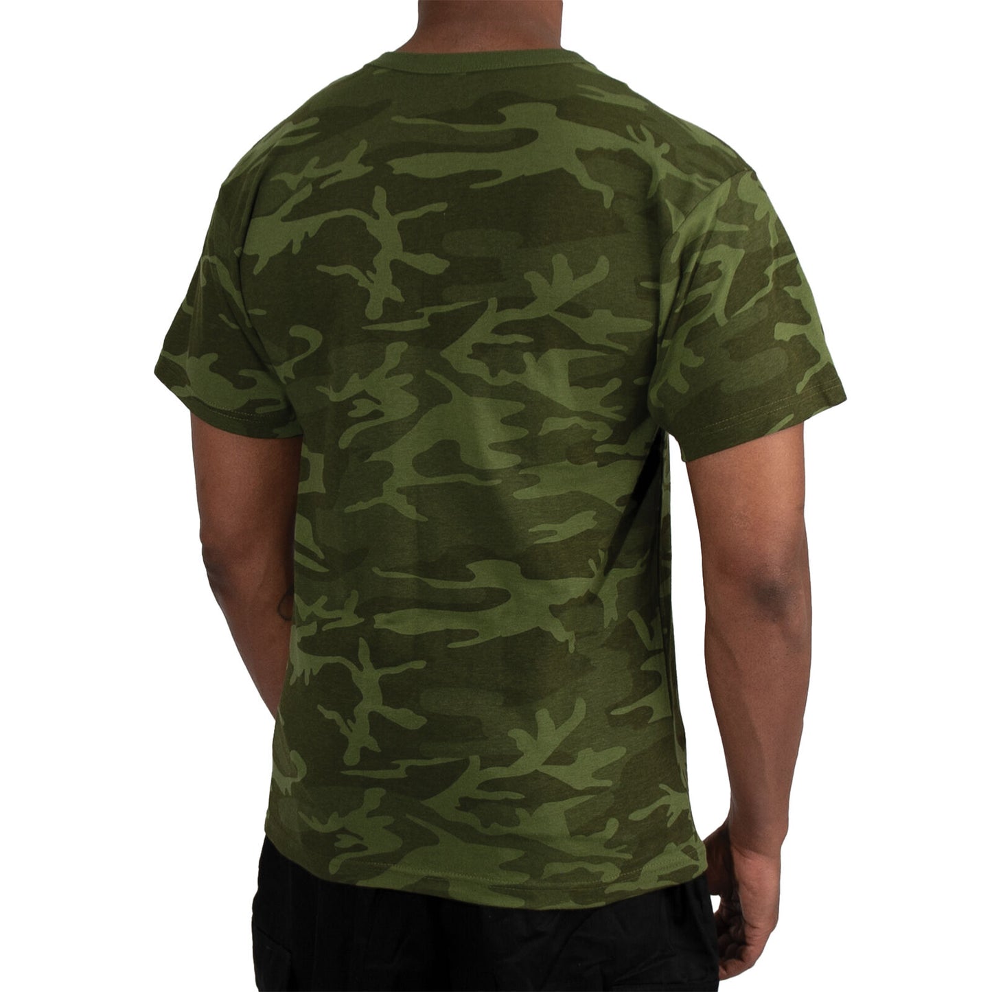 Men's Green Camo Short Sleeve T-Shirt Poly Cotton Camouflage Tees
