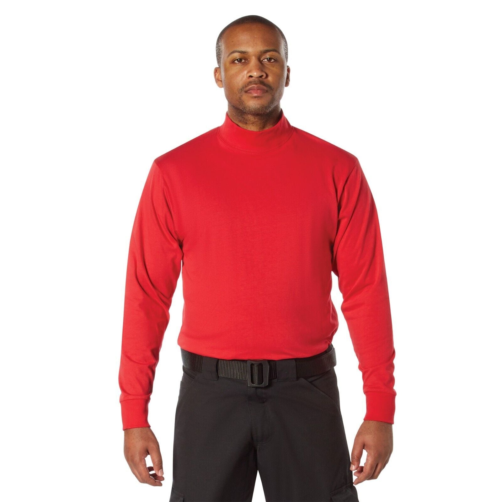 Red Mock Neck Shirt Wool And Silk Long Sleeves Mock Neck Shirt 3429