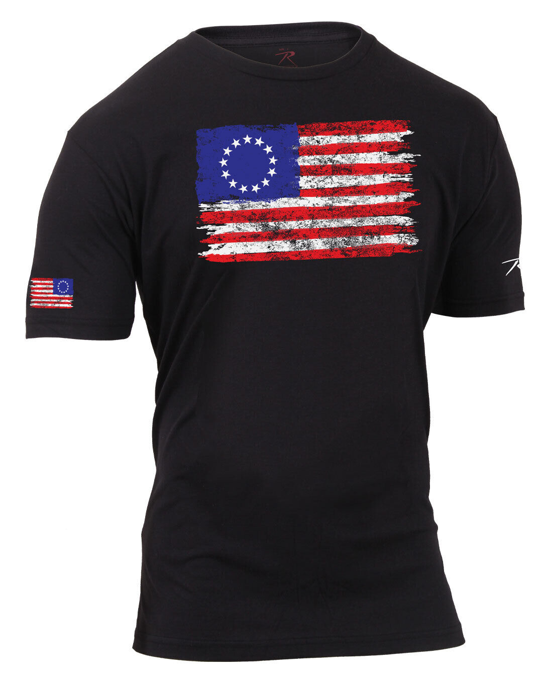 Rothco Colonial Betsy Ross Flag T-Shirt - Men's Black Short Sleeve Tee