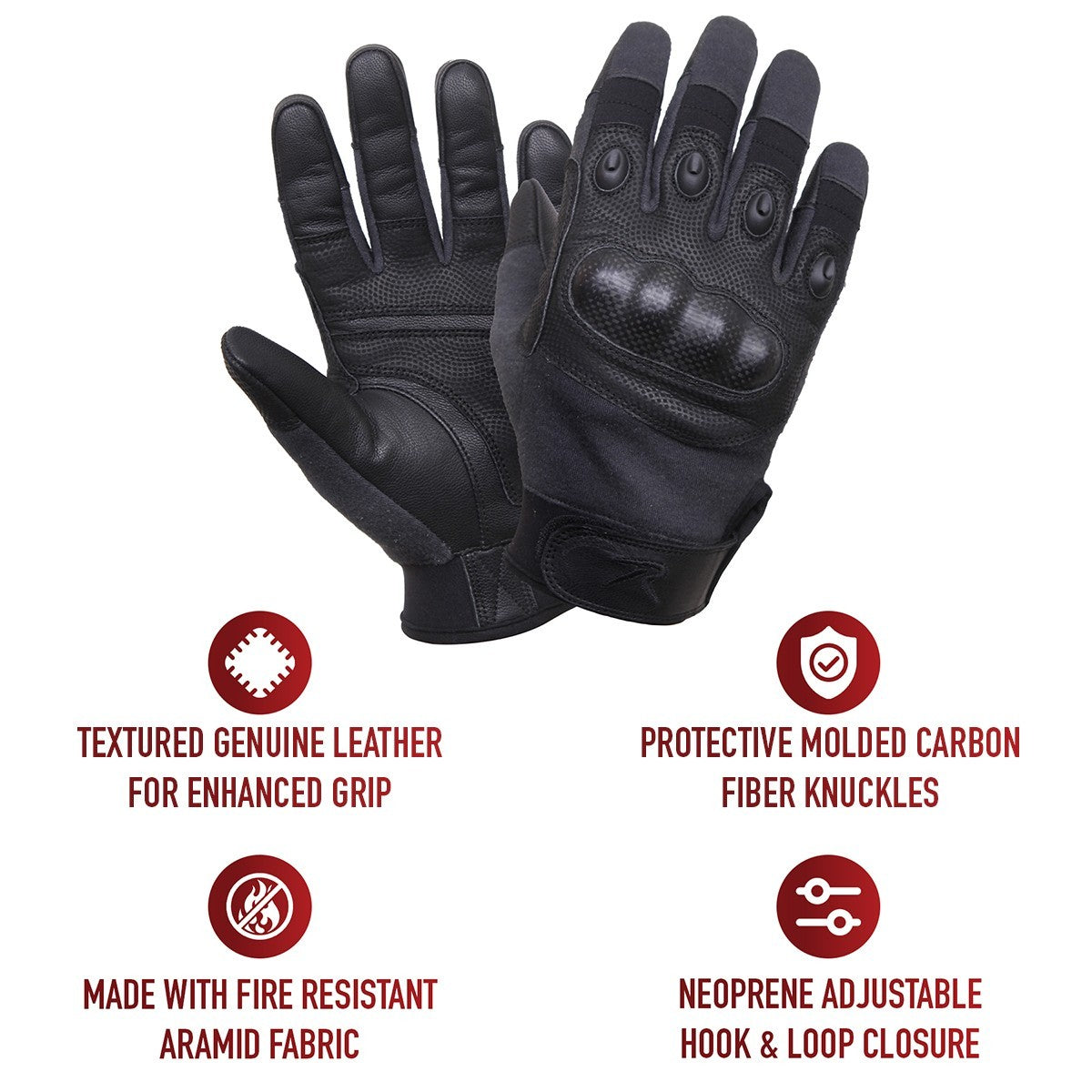 Black Carbon Fiber Hard Knuckle Cut/Fire-Resistant Gloves | S-2XL
