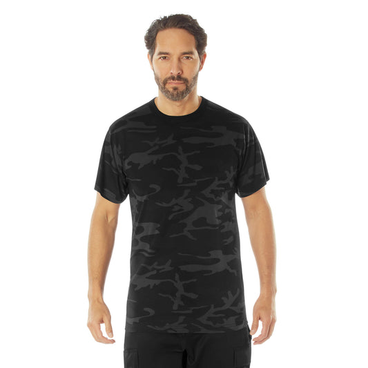 Men's Midnight Black Camo Camouflage Moisture Wicking T-Shirt