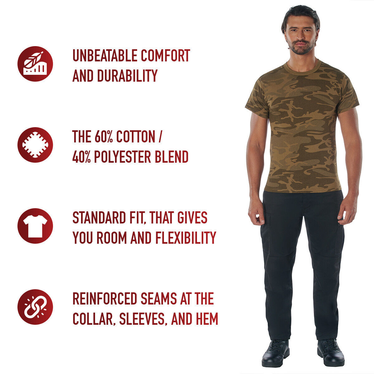 Men's Coyote Camo T-Shirt Poly Cotton Standard Fit Tee