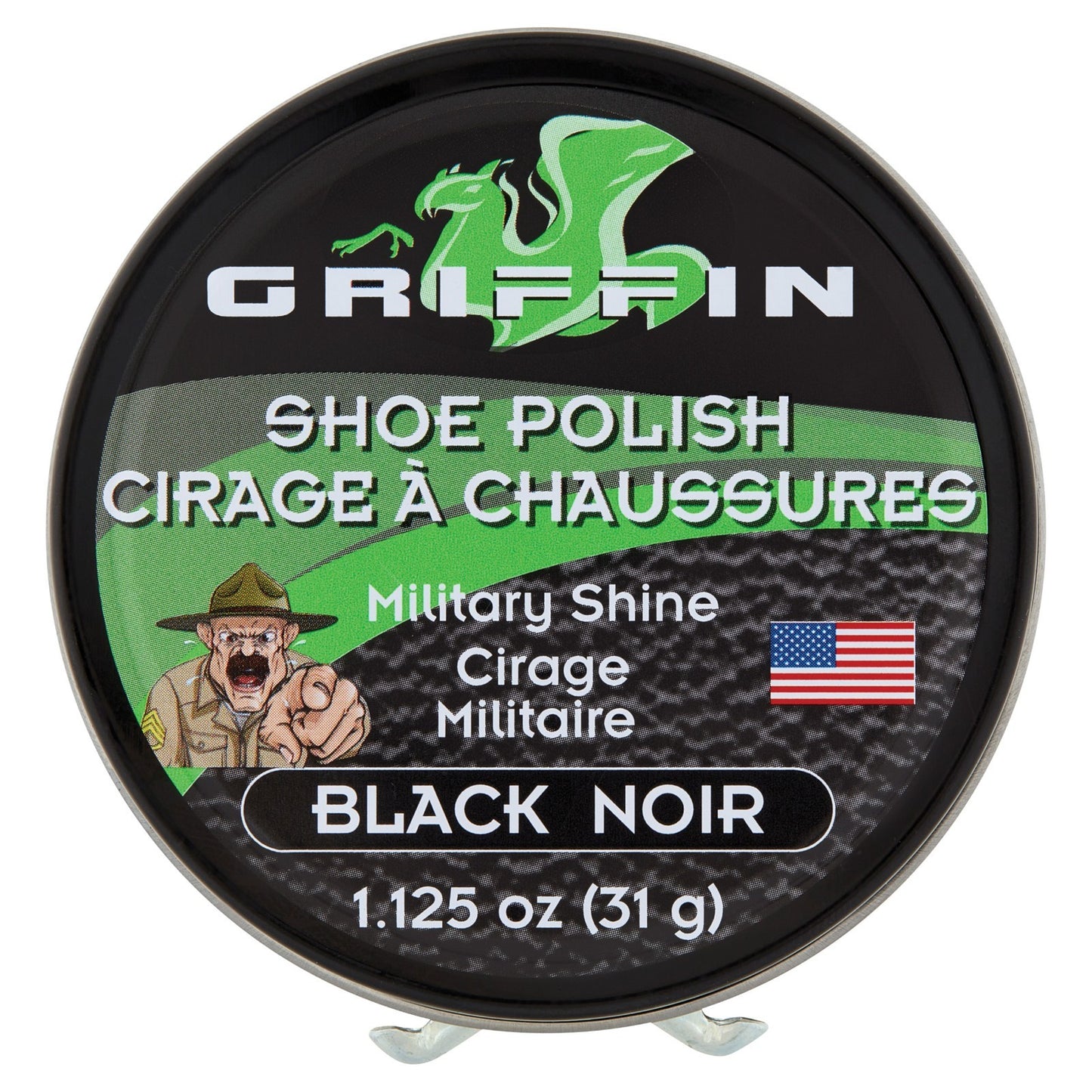 Griffin Military Shine Shoe Polish in Black 1.125oz. (31g) Made In USA