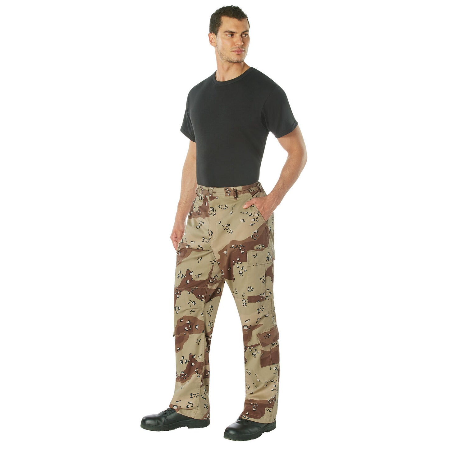 6-Color Desert Camo Mens Vintage Paratrooper Cargo Fatigue Pants w/ Button Waist