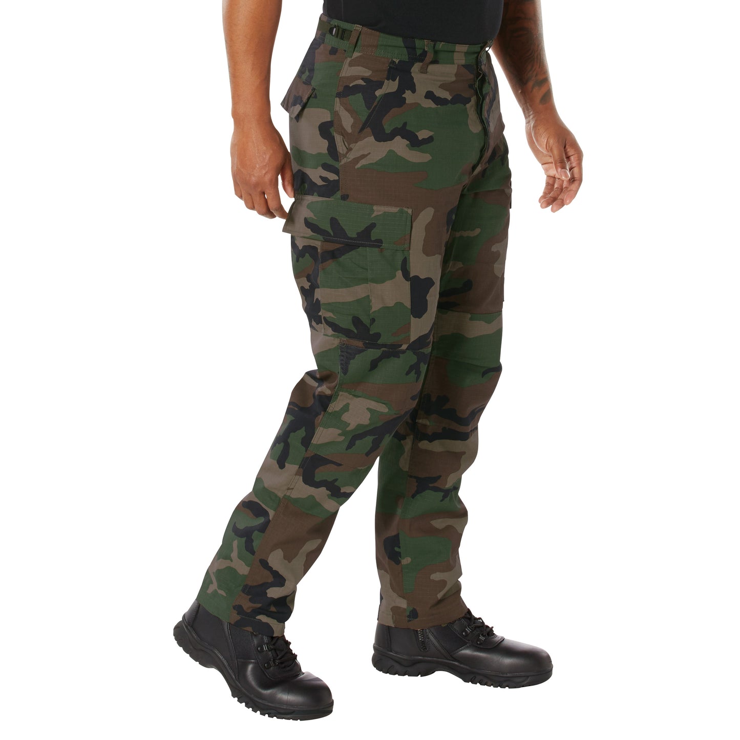 Mens Woodland Camouflage Rip-Stop Cotton BDU Cargo Pants