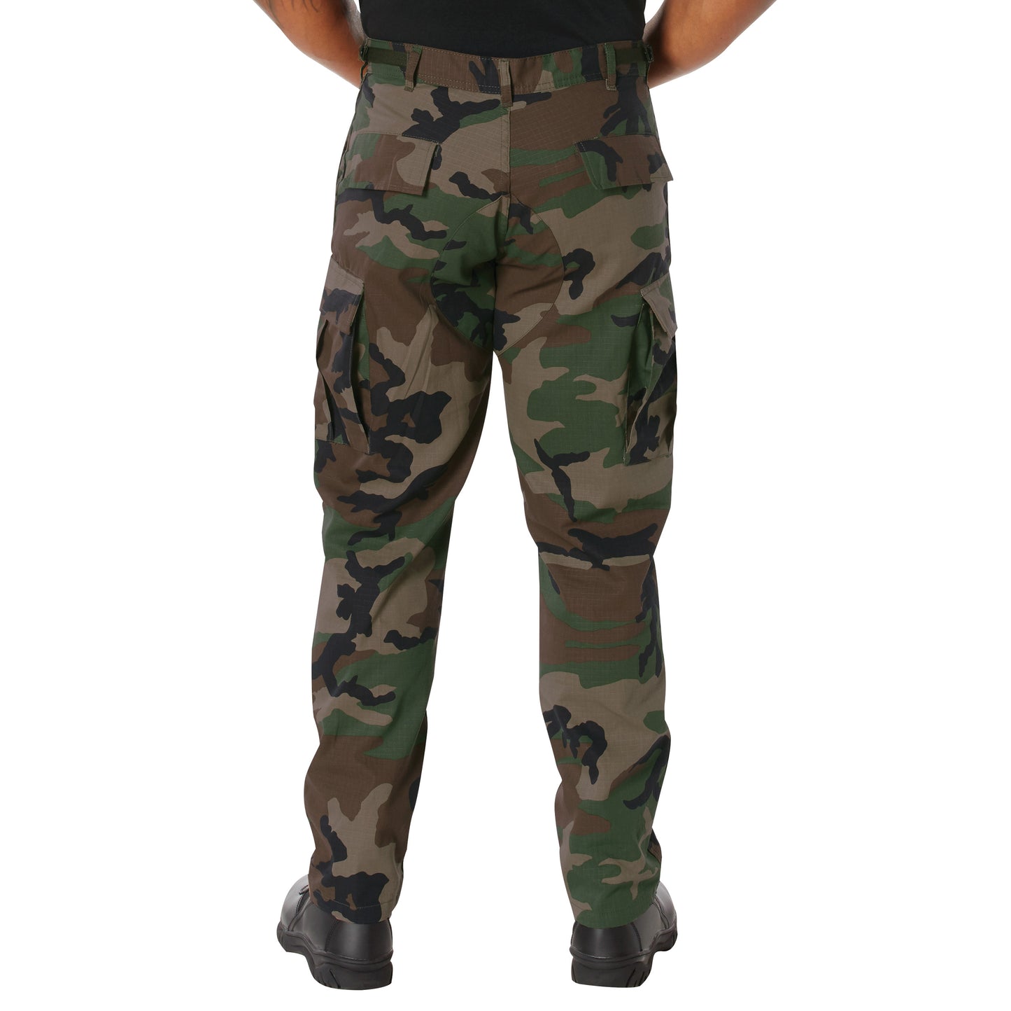 Mens Woodland Camouflage Rip-Stop Cotton BDU Cargo Pants