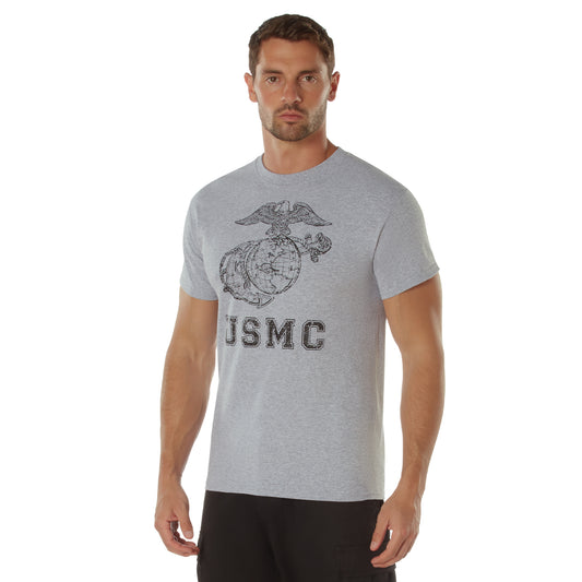 Vintage Style USMC Grey T-Shirt Mens Globe & Anchor Tee Shirt