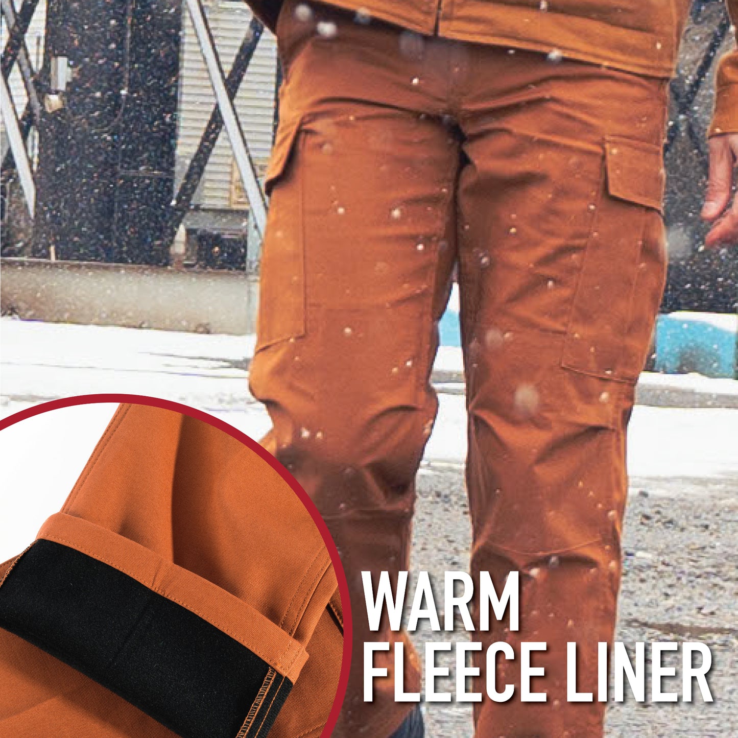 Men's Active Flex Fleece Lined Canvas Work Pants in Black or Work Brown