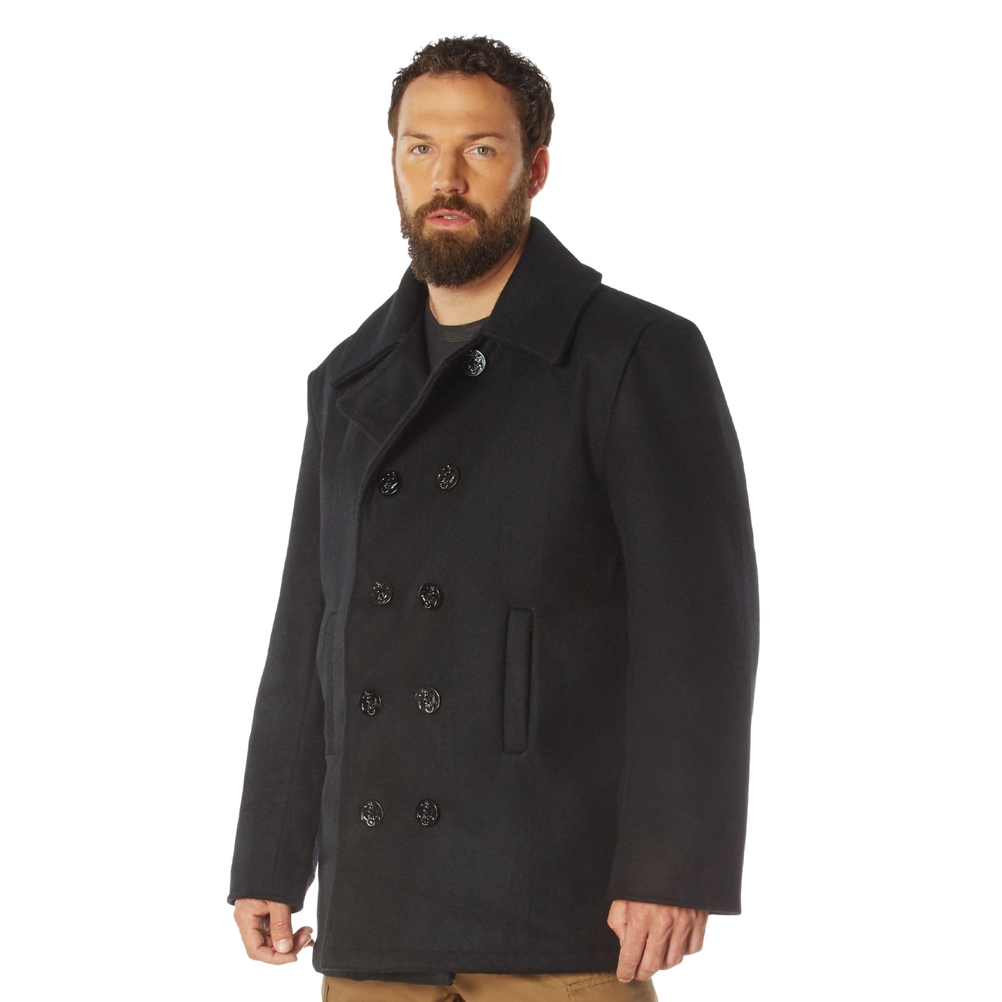 US Navy Type Black Or Navy Blue Wool Blend Peacoat