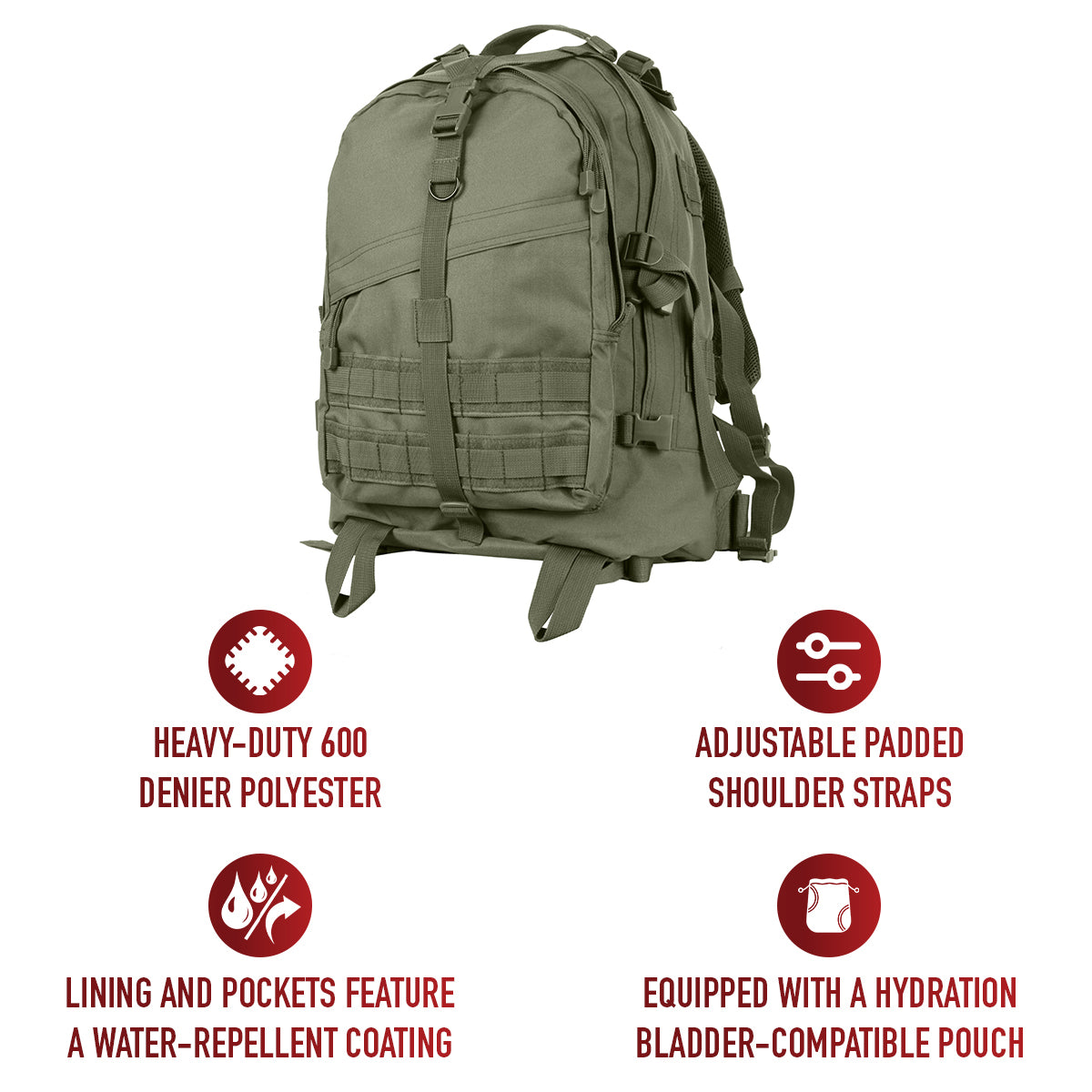 Rothco Olive Drab Large Transport Pack - 19" Hiking & Hunting Backpack Bag 72870