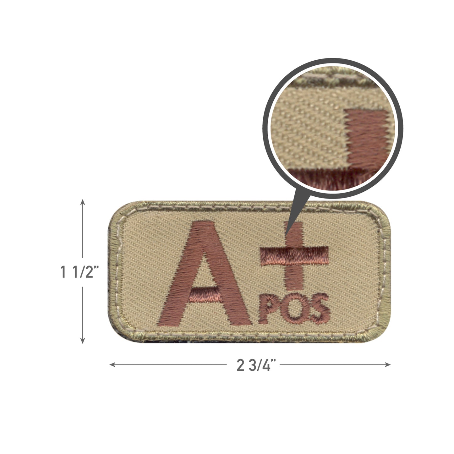 A Postive Blood Type Morale Patch Coyote Brown A+ Hook & Loop Patches 2"x1"