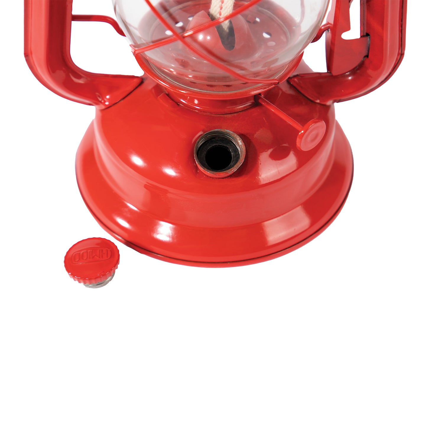 12" Kerosene Lantern With Glass Globe - Red - Adjustable Wick - Camping, Hiking