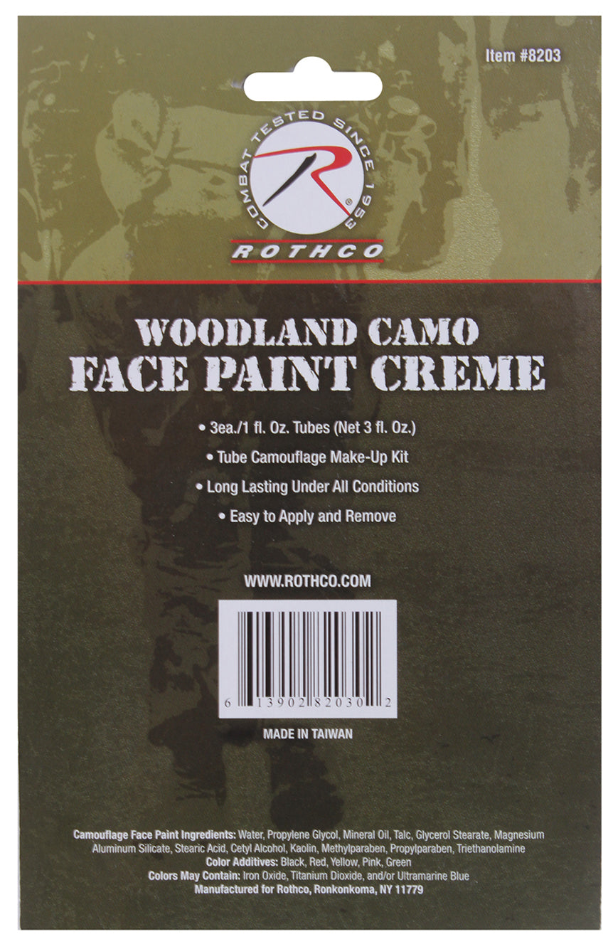 Camouflage Camo Face Paint Creme Tubes - Leaf Green, Mud Brown, Black