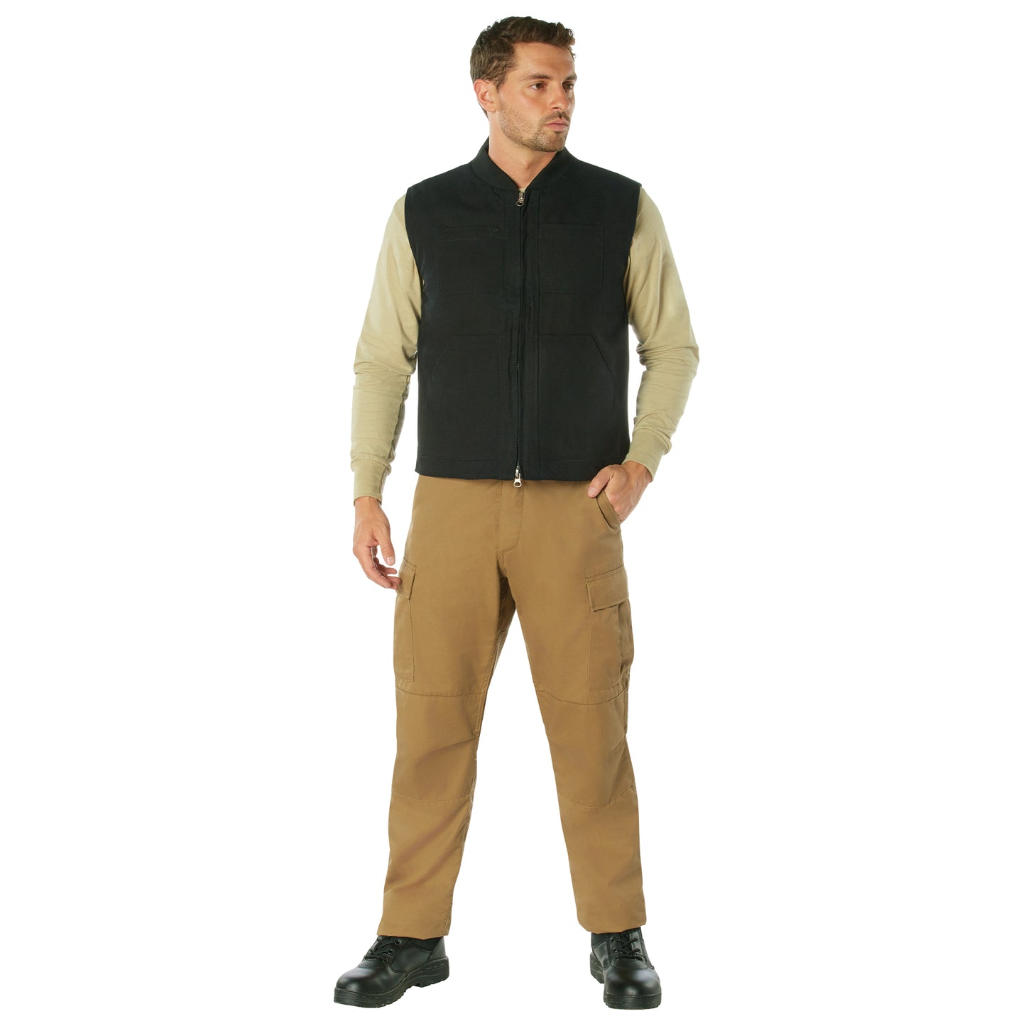 Concealed Carry Backwoods Canvas Vest Men's Black Tactical Vest