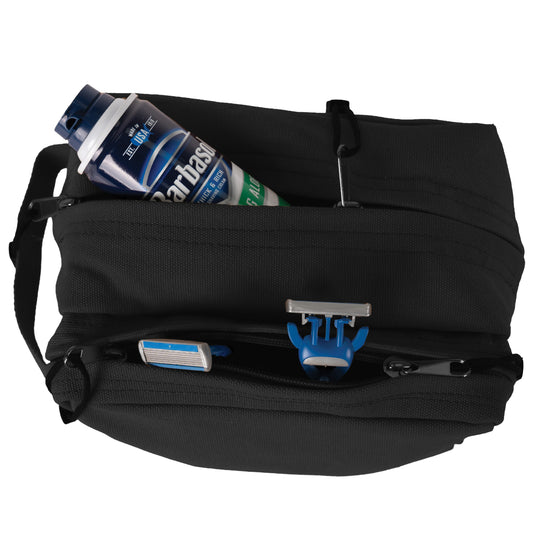 Travel Toiletry Shave Kit Bags - Dual Section Canvas Tourist Shower Packs