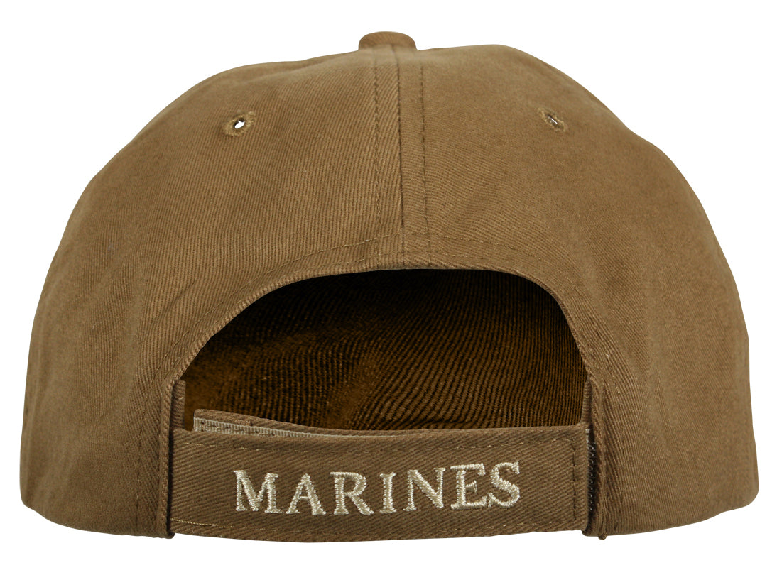 Coyote Brown USMC Deluxe Eagle Globe & Anchor Mid-Low Profile Baseball Style Cap
