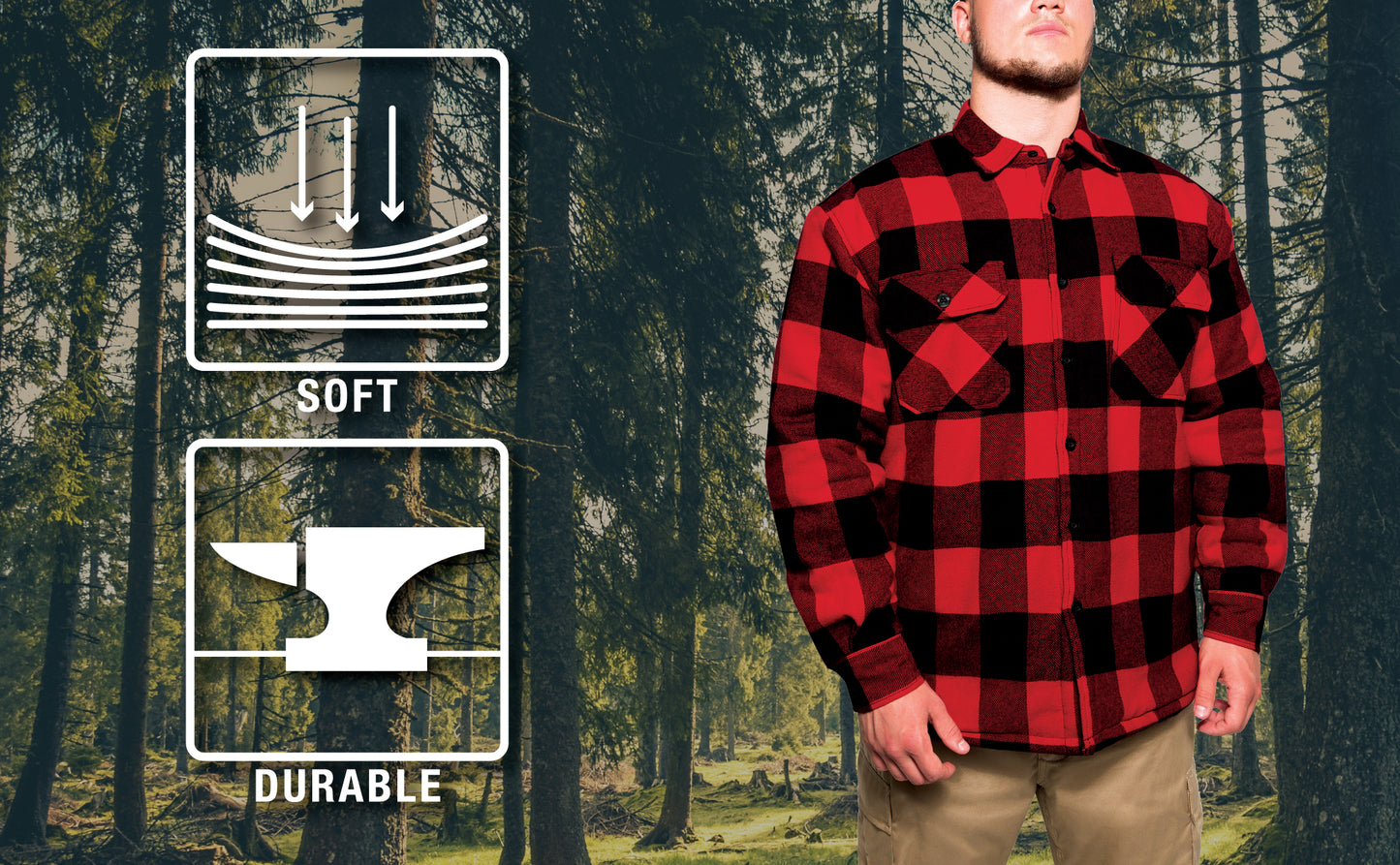 Men's Red Buffalo Plaid Quilt Lined Jacket - Rothco Flannel