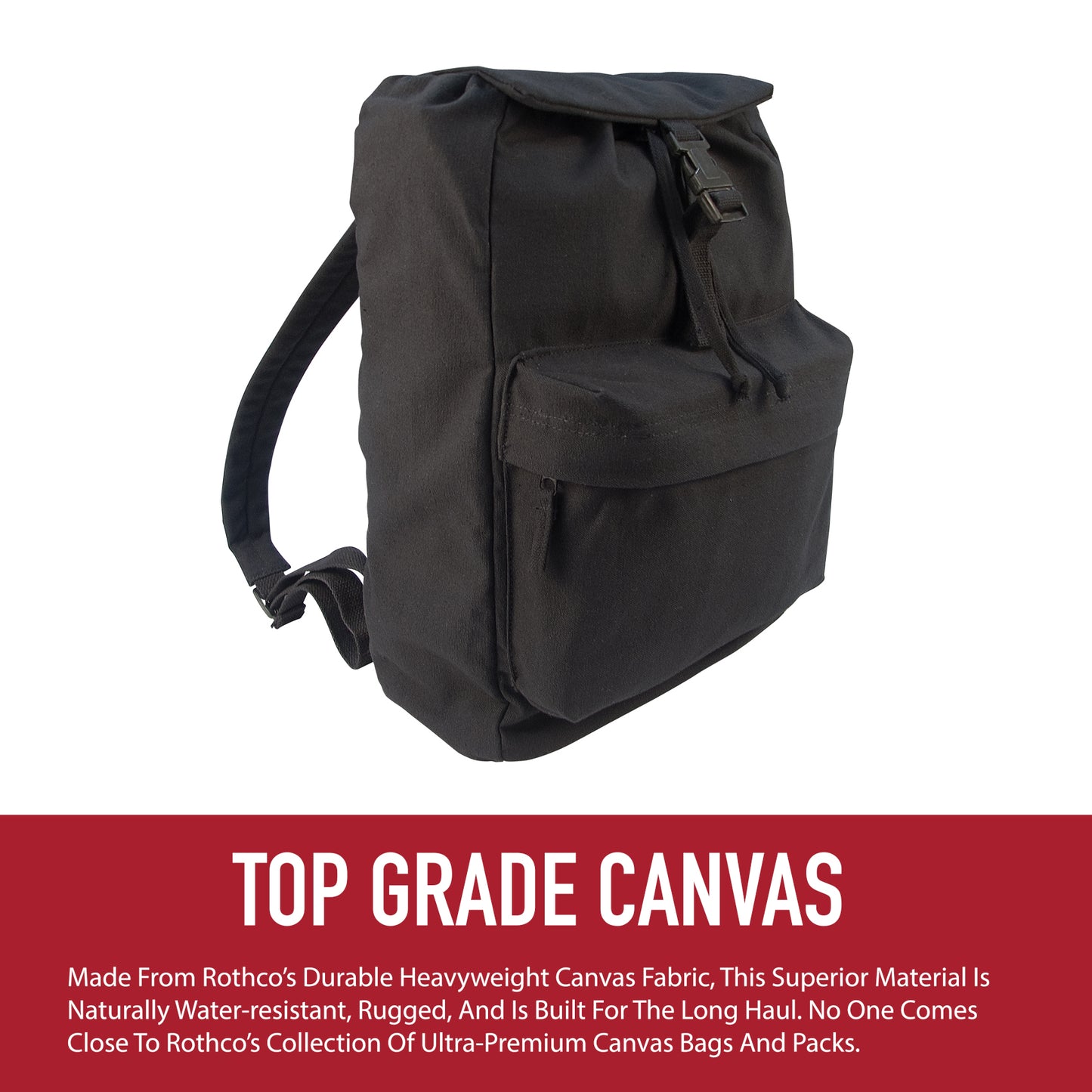 Canvas Daypacks - Camo or Black Backpack Bookbag Hiking Bags - H2O Resistant