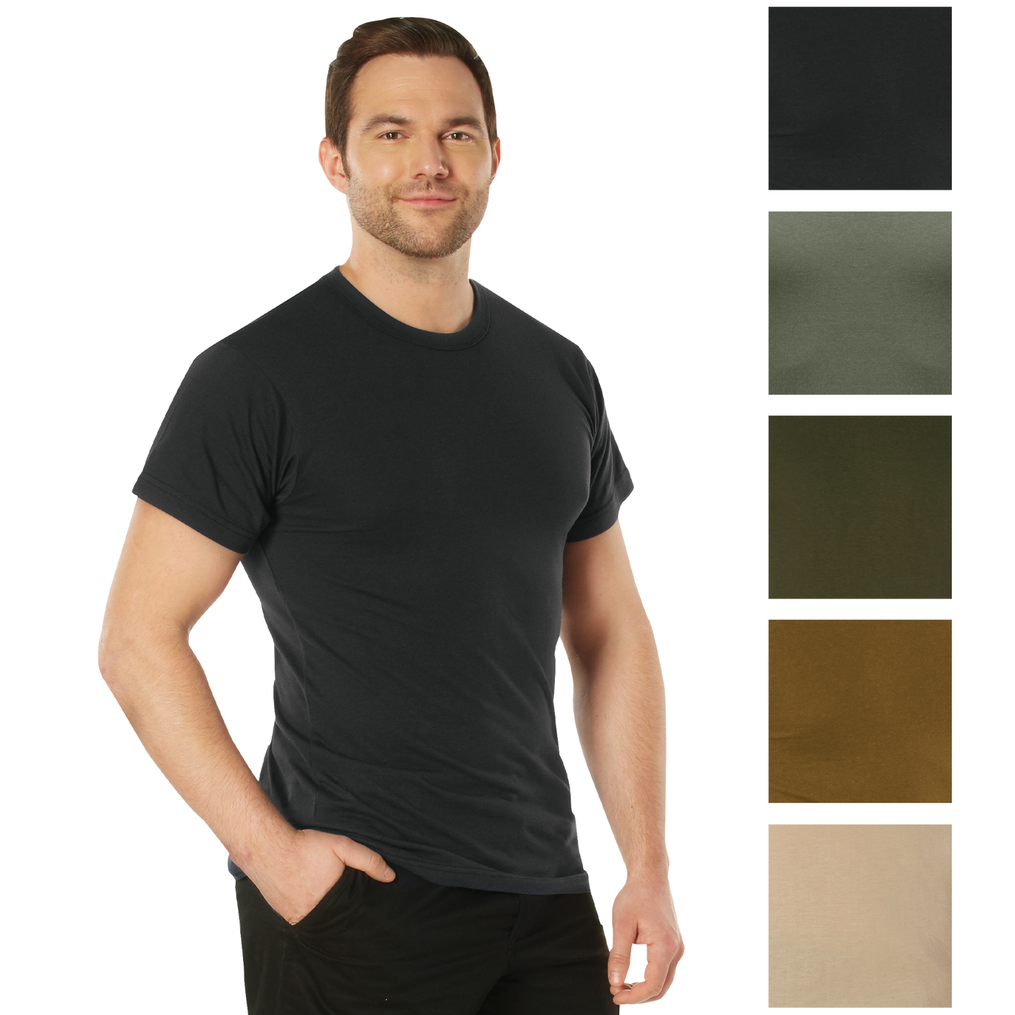 T-Shirt Variety 5 Pack All Five Solid Color 100% Cotton Short Sleeve Tees