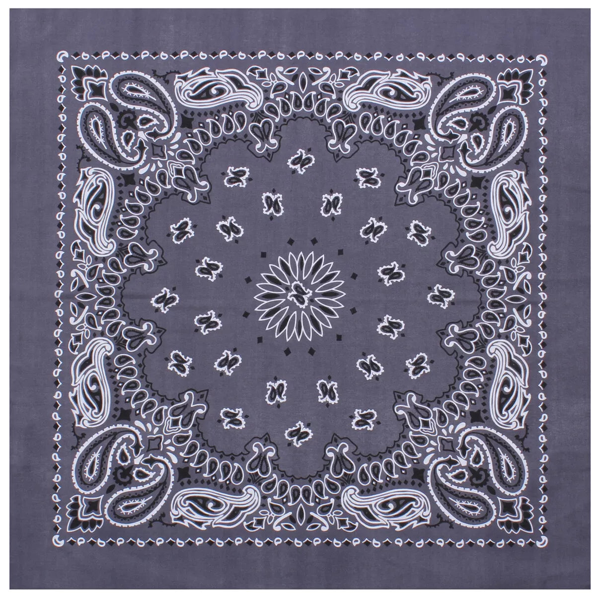 6 PACK BIG Grey Paisley Bandanas Six Gray Large Trainmen Cotton Biker Headwraps