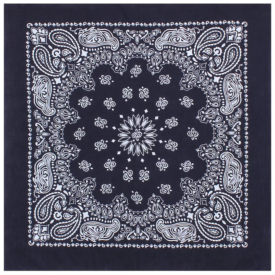6 PACK Dark Blue Paisley Bandanas Large 27" Cotton Trainmen Biker Navy Bandana