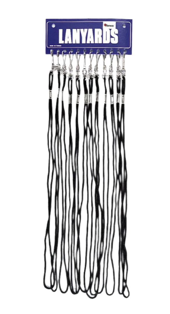 12-Pack Assorted Colors or All Black Whistles with Lanyard and Display Card