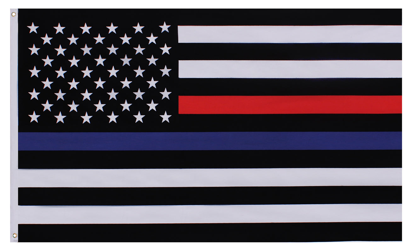 Rothco Thin Blue & Thin Red Line US Flag - 3' x 5' Double Stitched American Flag