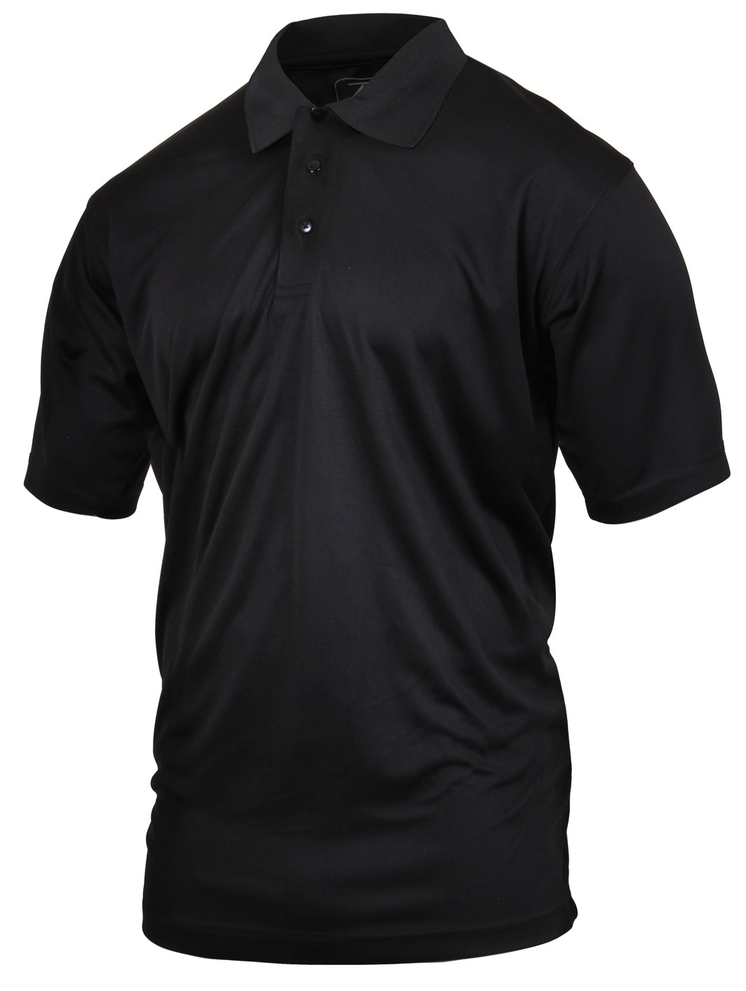 Men's Black 3-Button Short Sleeve Golf Polo - Rothco Moisture Wicking Polo Shirt