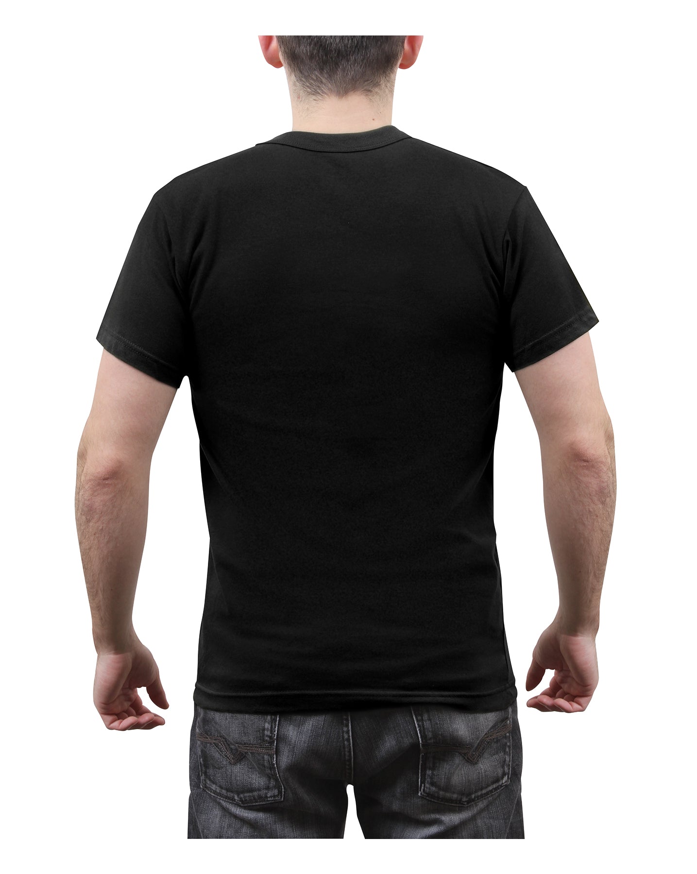 Men's Black Short Sleeve T-Shirt With Thin Green Line U.S Flag