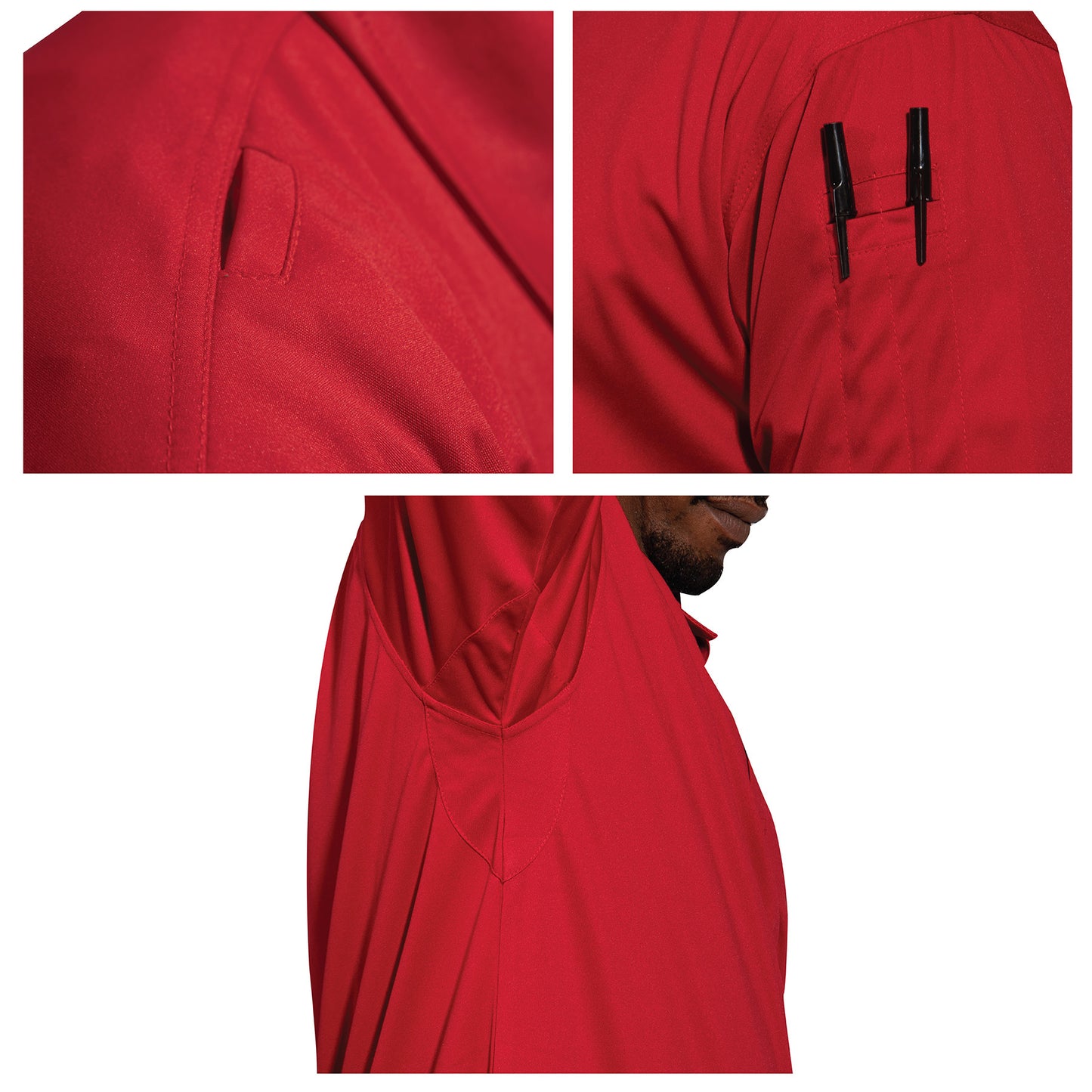 Men's Tactical Performance Polo Shirt In Grey or Red 3-Button Polyester Golf