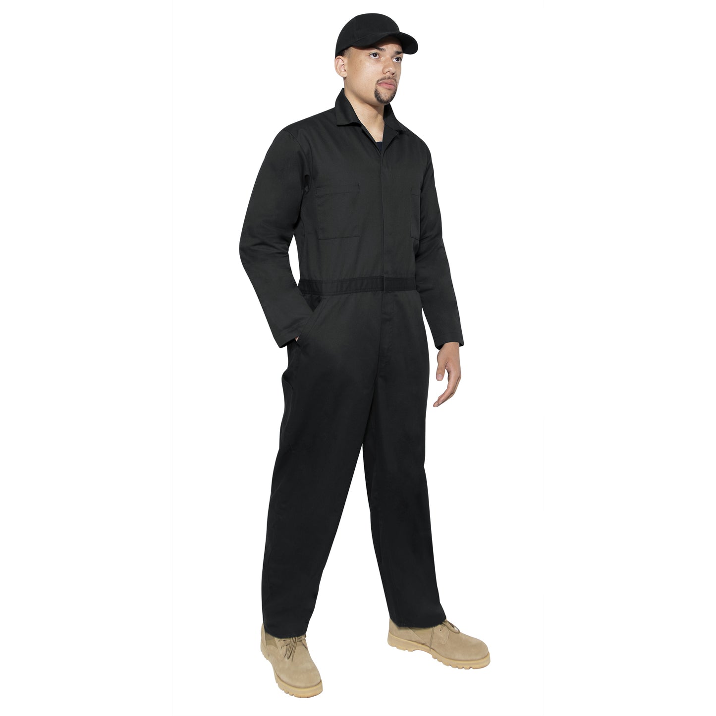 Men's Black or Midnight Navy Blue Workwear Coverall Mechanic Jumpsuit Uniform