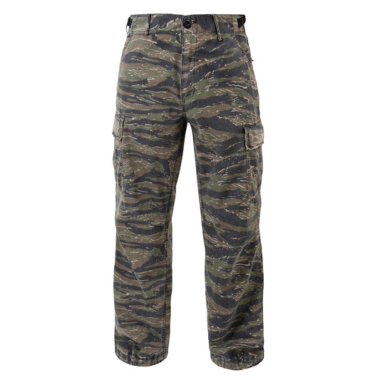 Tiger Stripe 6 Pocket Fatigue Pants - Rothco Vintage Vietnam Cargo Pant Rip-Stop