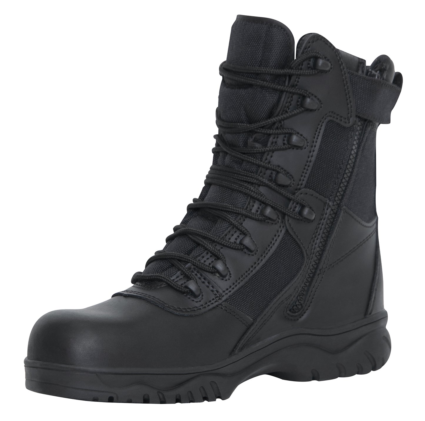 Forced Entry 8" Black Tactical Boot W/ Side Zipper & Composite Toe - Police SWAT