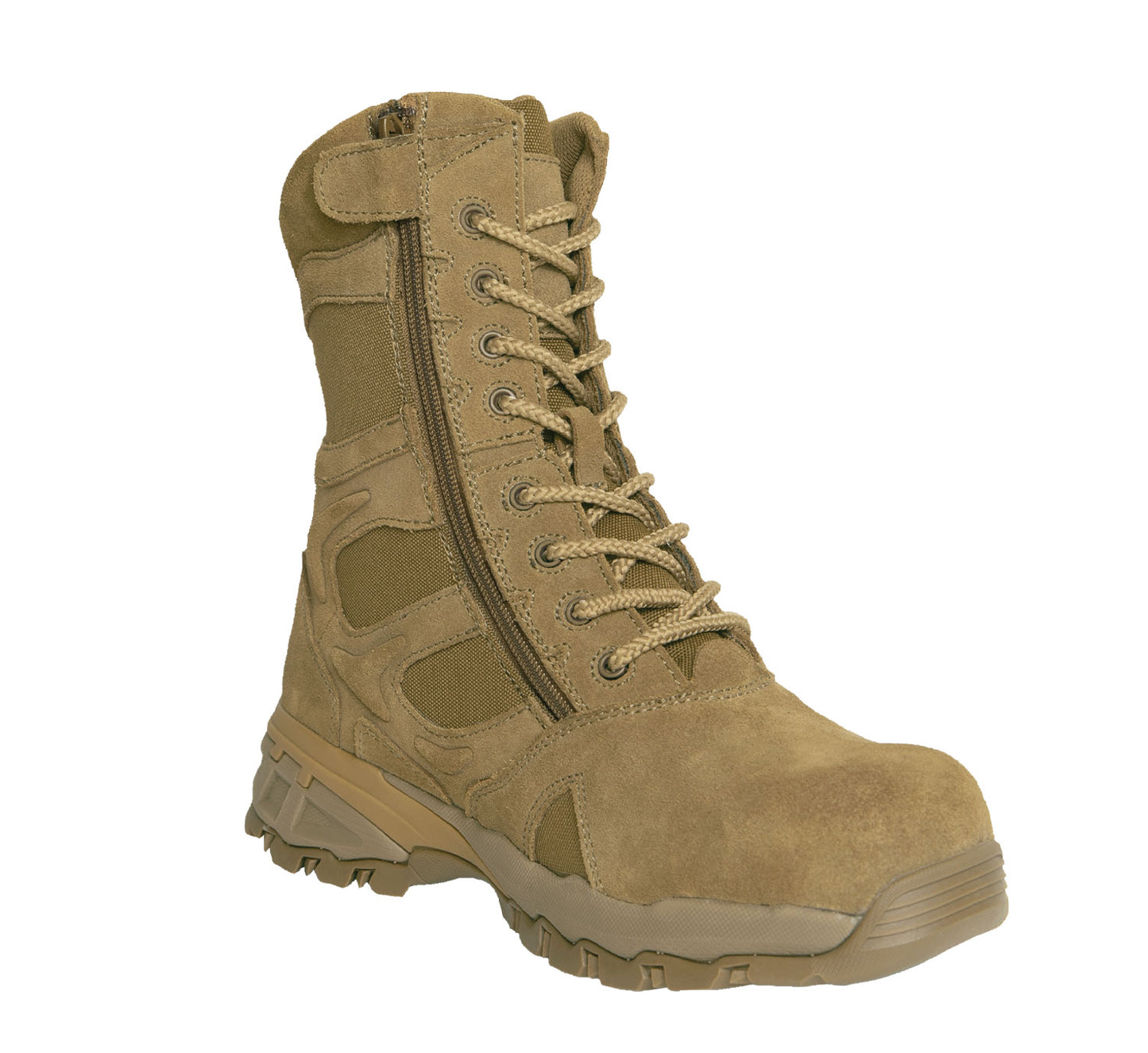 AR 670-1 Coyote 8 Inch Forced Entry Tactical Boot W/ Side Zipper & Composite Toe