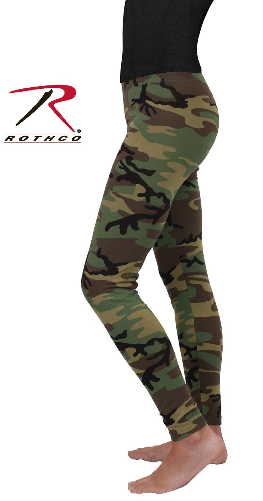 Womens Camouflage Leggings - Snug Cotton Spandex Classic Camo Legging Pants