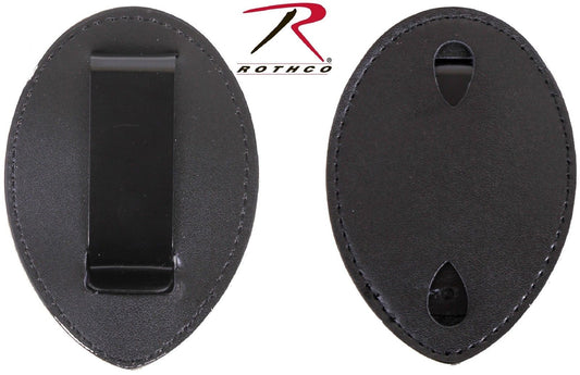 Black Leather Clip On Badge Holder - Rothco West Coast Badge Type Clip-On Holder
