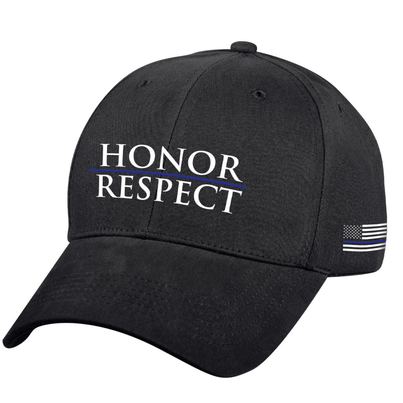 'Honor and Respect' Thin Blue Line Mid Profile Black Adjustable Baseball Cap