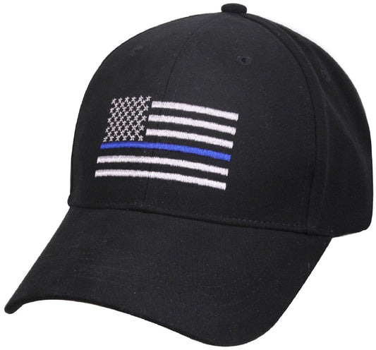 Thin Blue Line Flag Low Profile Baseball Hat - Rothco Mens Cotton USA Flag Cap