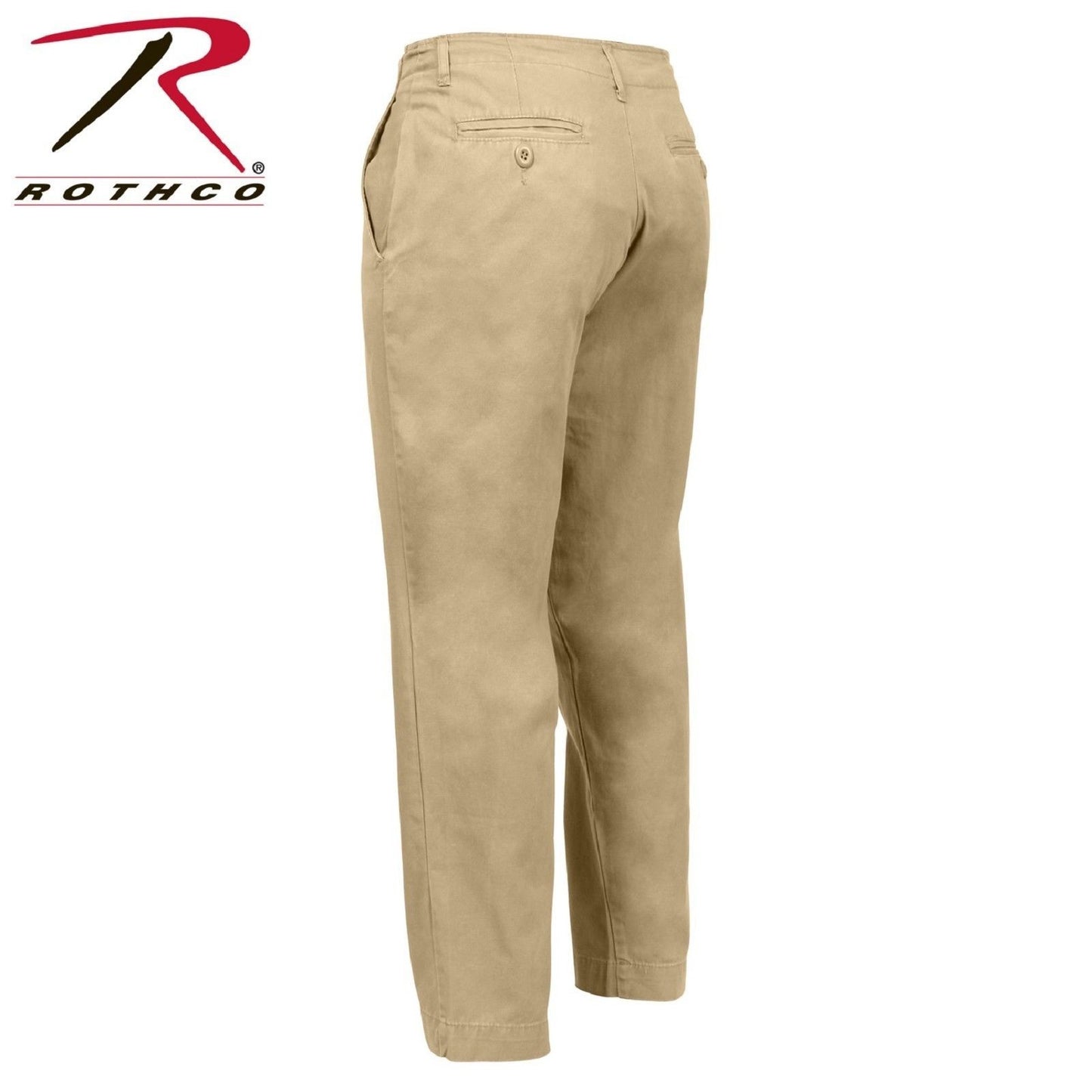 Mens Washed Cotton Khaki Chino Pants - Rothco GI-Style Vintage Chinos 2346